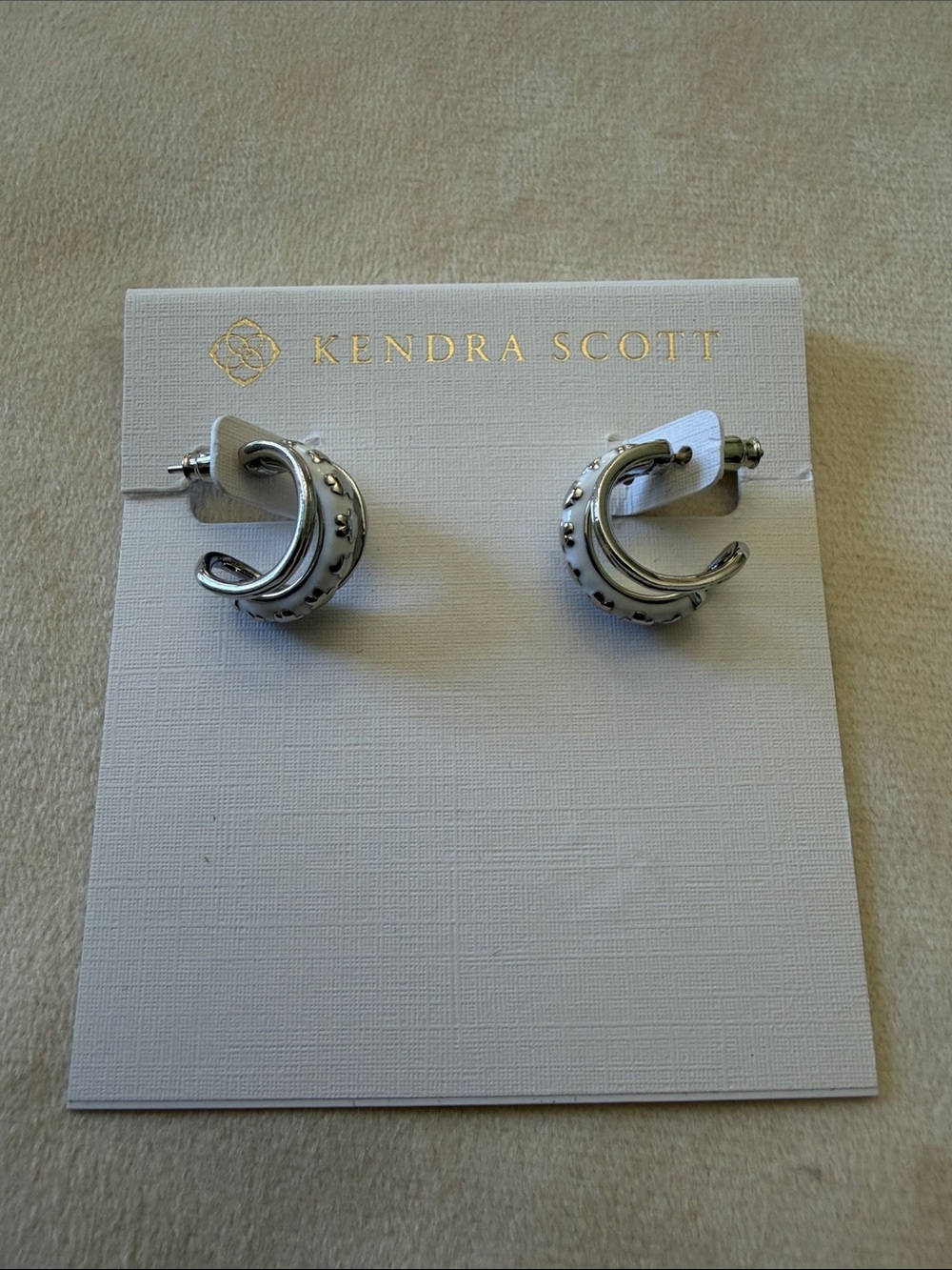 Kendra Scott Jane Huggie Double Hoop Earrings with white enamel